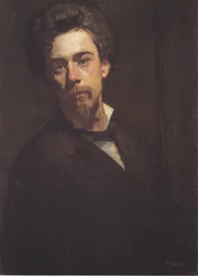 Zelfportret met opstaande kraag